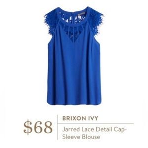 Brixon Ivy Jarred Lace Detail Cap-Sleeve Blouse, Royal Blue, Medium, Stitch Fix
